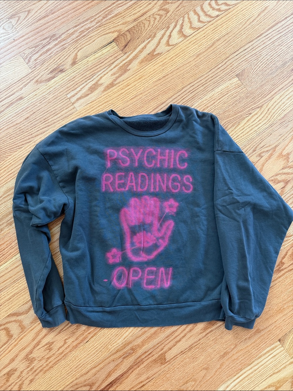 Mother Psychic Readings Open Graphic Sweatshirt - Black with Pink Print M